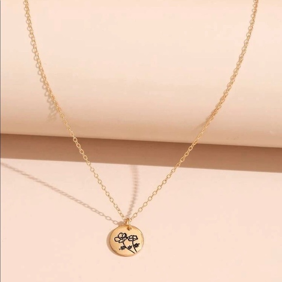 Gold Flower Minimalist Pendant Necklace - Picture 1 of 9